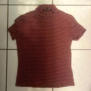 Maroon and white striped shirt. Short turtleneck. Great condition.